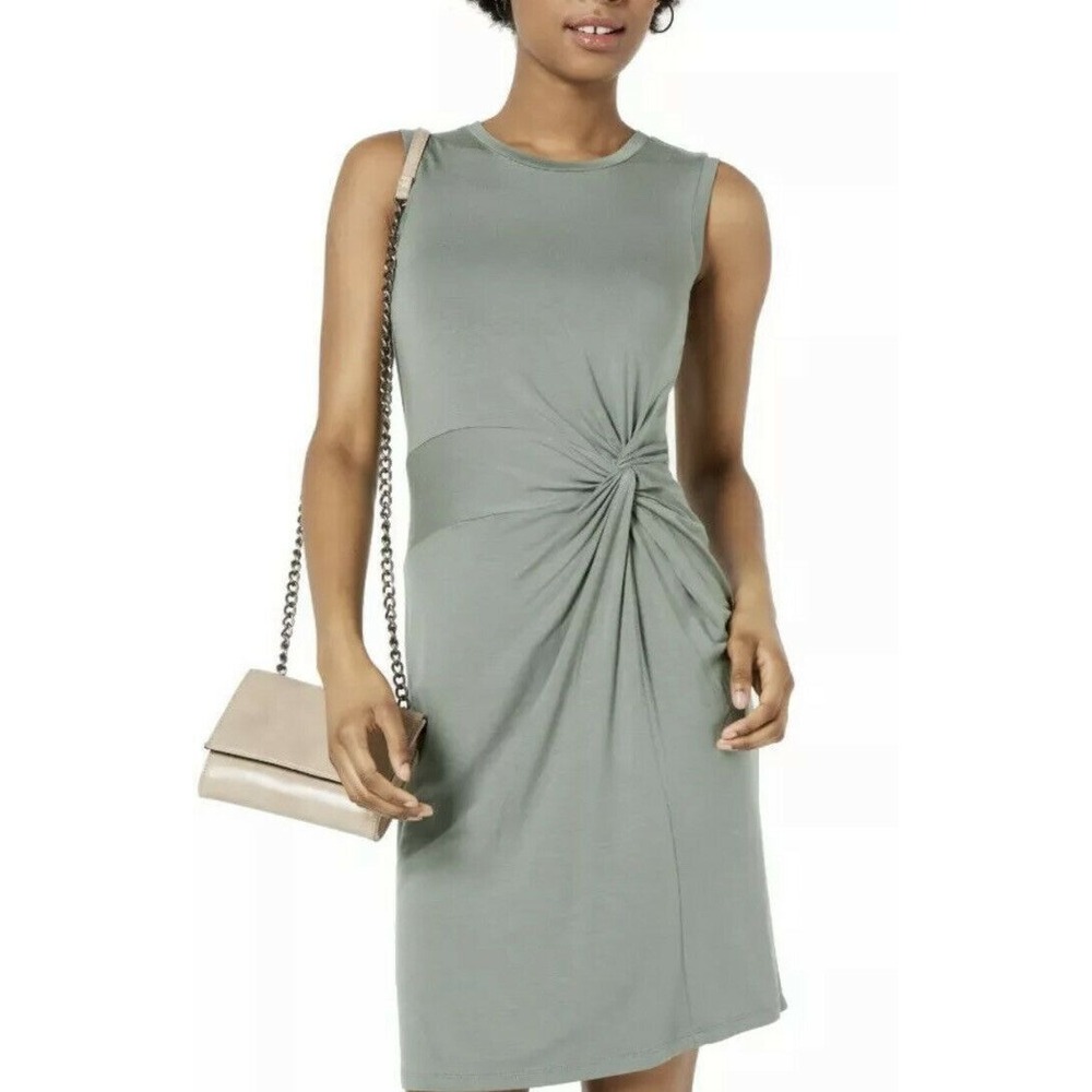 Maison‎ Jules Women's Knot-Waist Green Size XS Extra Small Sheath Knit Dress
